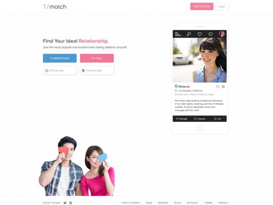 TSMatch-recensie, een site die een van de vele populaire Top Trans-datingsites is