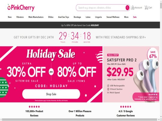 PinkCherry-recensie, een site die een van de vele populaire online trans-seksspeelgoedwinkels is