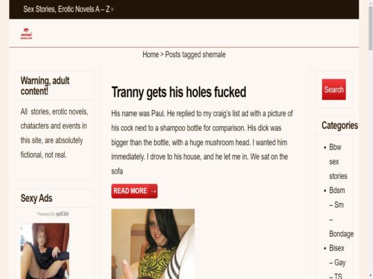 Sexual Stories Shemale review, een site die een van de vele populaire Shemale Sex Story-sites is