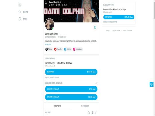 Danni Dolphin review, a site that is one of many popular Trans Onlyfans Accounts