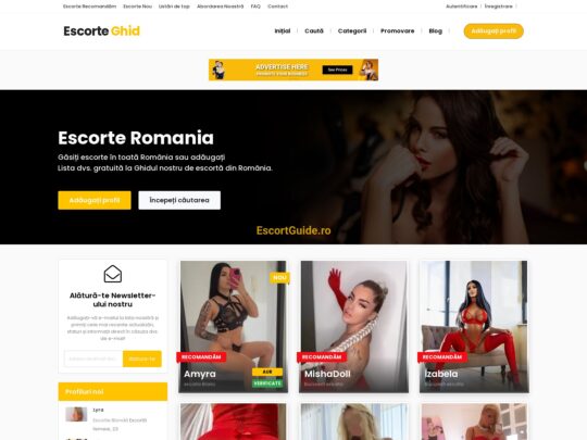 Escort Guide ist eine der besten rumänischen Escort-Websites mit über 600 wunderschönen Escorts, die bereit sind, Ihnen einen tollen Abend voller Spaß zu bereiten.