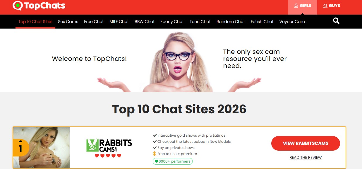 TopChats TopChats a review site helping you discover the best live cam sites no matter the niche or fetish that you are into.